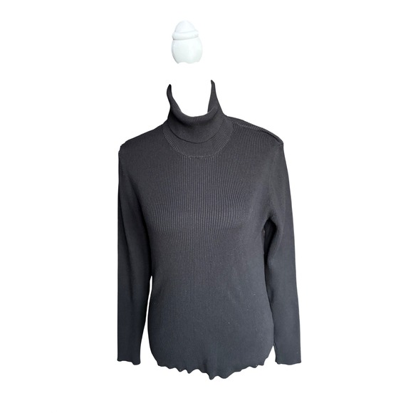 Nine West Sweaters - Nine West Womens Black Ribbed Turtleneck Sweater Long Sleeve Size Large L